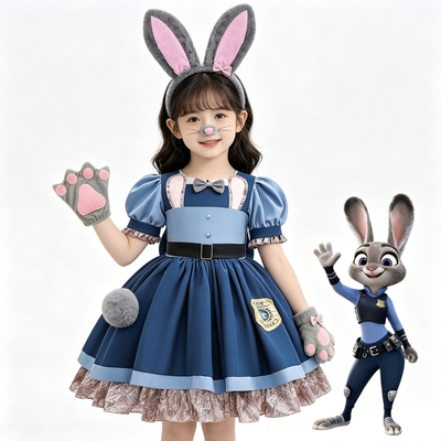 朱迪兔子警官洛丽塔女童公主裙短袖疯狂动物城Zootopia 2连衣裙