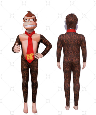 马里奥咚奇刚Donkey Kong连体衣儿童cosplay紧身衣万圣节角色扮演