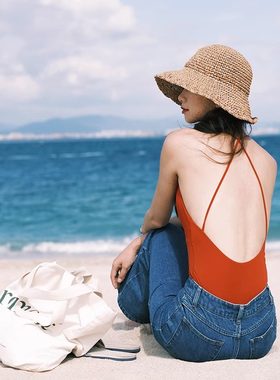 连体比基尼泳衣女海岛度假温泉