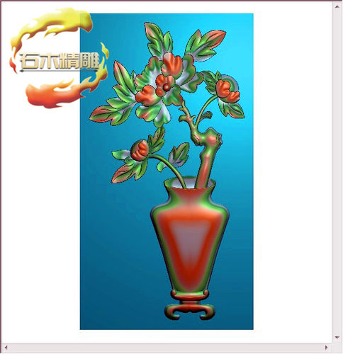 新款墓碑碑板5-079 牡丹花瓶石碑雕刻图边板栏板精雕图灰度浮雕图