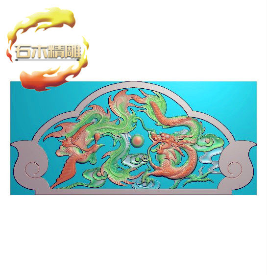 油菜油物理建模活性炭龙凤顶碑冒碑头墓碑新款石材雕刻图016