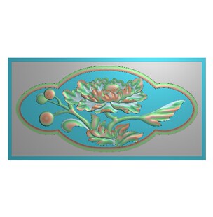 新款墓碑碑板5-033 牡丹花石碑雕刻图边板栏板精雕图灰度浮雕图