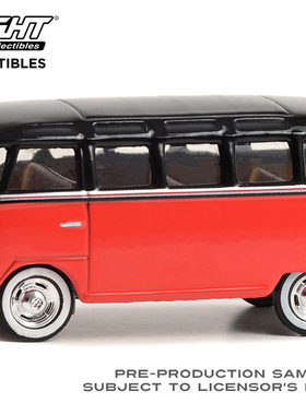 绿光 1:64 1956 大众 23 窗口面包车 红色与黑色和棕色内饰37290B