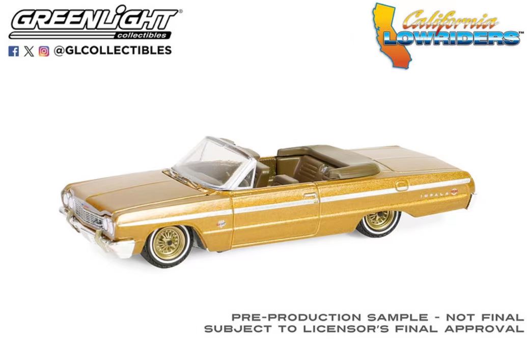 绿光 1:64 1964 chevralet 雪佛兰黑斑羚英帕拉敞篷车金色 63060d