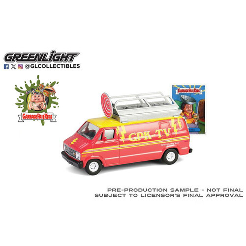 绿光 1:64 1976 Dodge 道奇B-100带车顶卫星天线 垃圾桶孩 54110D