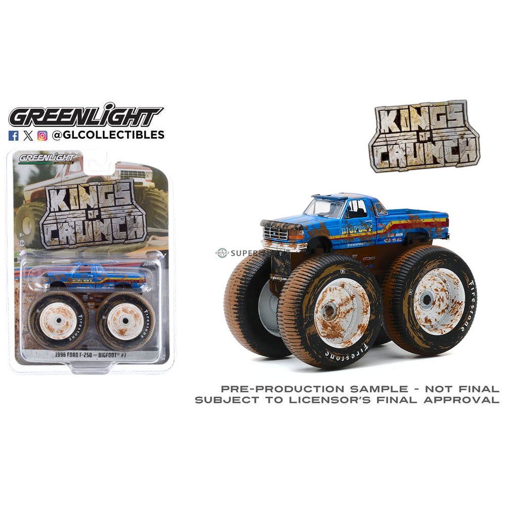 绿光 1:64 1996 福特F250怪兽巨型卡车（大脚七号）泥泞版 49070F