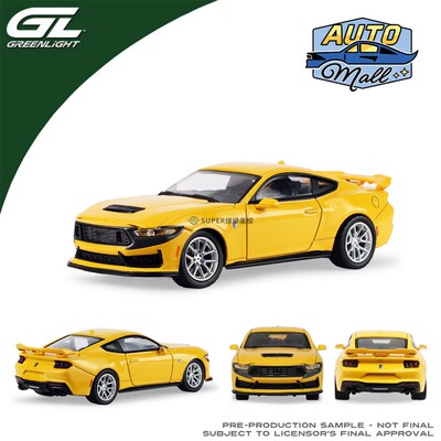 绿光 1:64 2024 Ford Mustang福特野马黑马版(黄溅金属漆) 68080E
