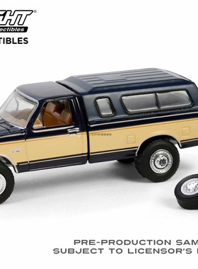 绿光 1:64 1991 福特F-150 XT Lariat带露营车外壳备用轮胎97160E