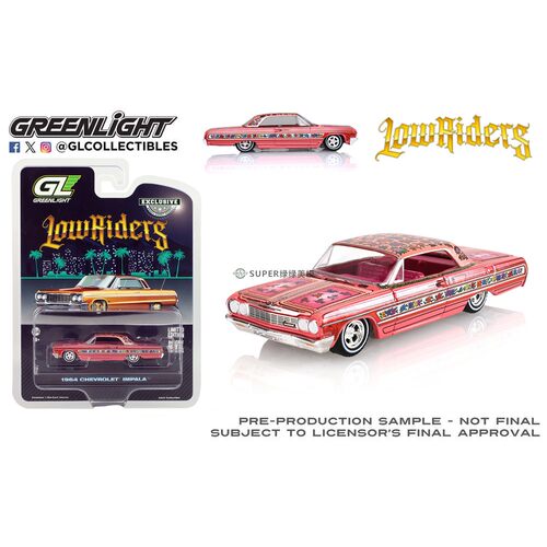 绿光 1:64 1964 雪佛兰 Impala 黑斑羚 低趴 - 吉普赛玫瑰 63010A