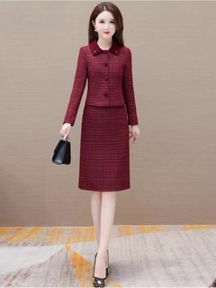 小香风套装2024新款爆款连衣裙春秋喜婆婆婚宴装妈妈礼服平时可穿