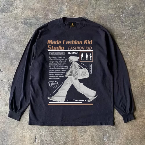 Заработайте деньги на благотворительность, три иглы, чистый хлопок 310 и двойная пряжа!Непрозрачная мужская футболка с длинными рукавами Shang Xia для американской пары