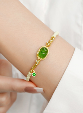 绿色小貔貅手链女小众简约设计轻奢复古手串精致爆款个性百搭手饰