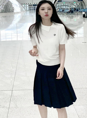 韩系休闲运动套装女夏季学院风减龄显瘦短袖T恤半身裙时尚两件套
