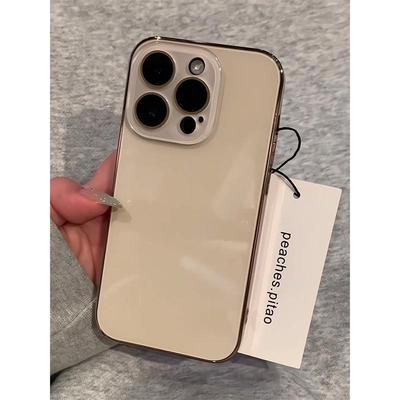 ins高级原机玻璃壳适用苹果16手机壳iPhone15promax新款2025网红爆款16pro超好看13全包镜头膜14pm防摔保护套