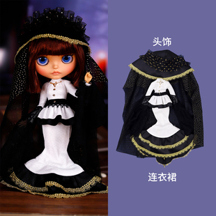 ICY 19关节体ob24娃衣 DBS小布娃娃衣服万圣节贵妇鱼尾长裙azoneS