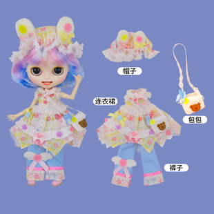 裤 19关节ob24娃衣 DBS小布娃娃衣服可爱熊多彩拼布乐园套装 ICY
