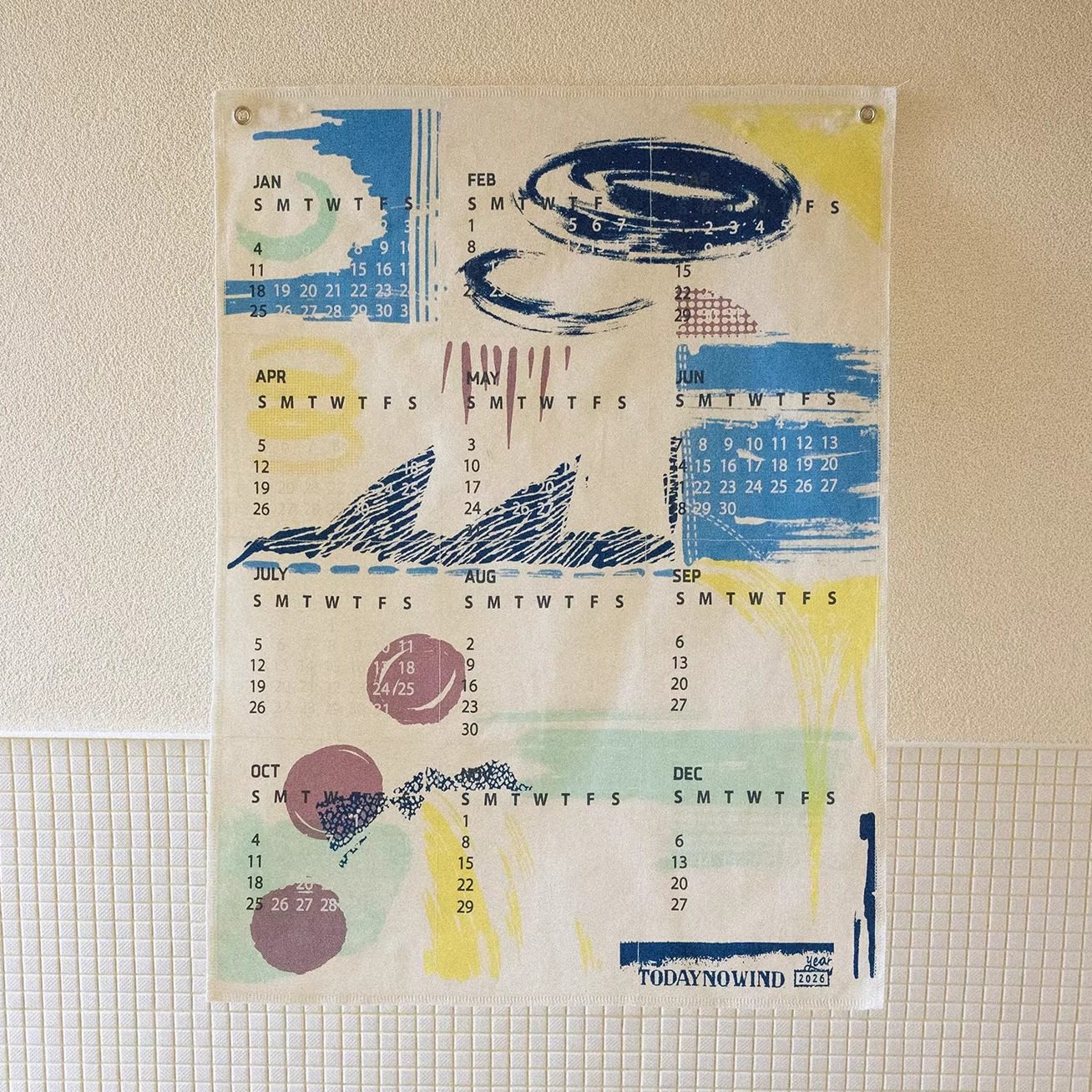 todaynowind 2026年帆布年历 多色丝网印花挂历 原创设计家居日历,家居饰品,其他工艺饰品,淘宝优惠券,粉丝福利购,淘宝优惠卷