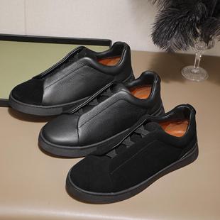 时尚 一脚蹬休闲鞋 运动板鞋 套脚乐福鞋 新款 厚底牛皮低帮鞋 欧洲男鞋