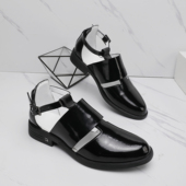 新款 休闲男士 凉鞋 夏季 镂空真皮舒适凉皮鞋 罗马包头透气鞋 沙滩鞋