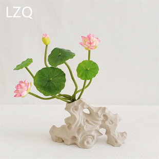 仿真荷花迷你莲花小睡莲假花佛堂摆件酒店摆盘装饰家居装饰花