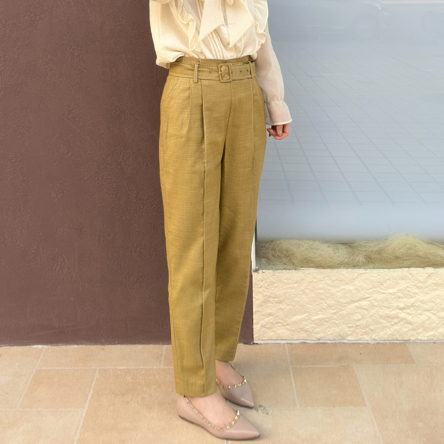 velwin高腰职业西装裤女春季新款显瘦百搭休闲直筒裤九分烟管裤子