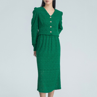 idole奕多气质名媛小香风套装女秋季短上衣高腰包臀半身裙两件套