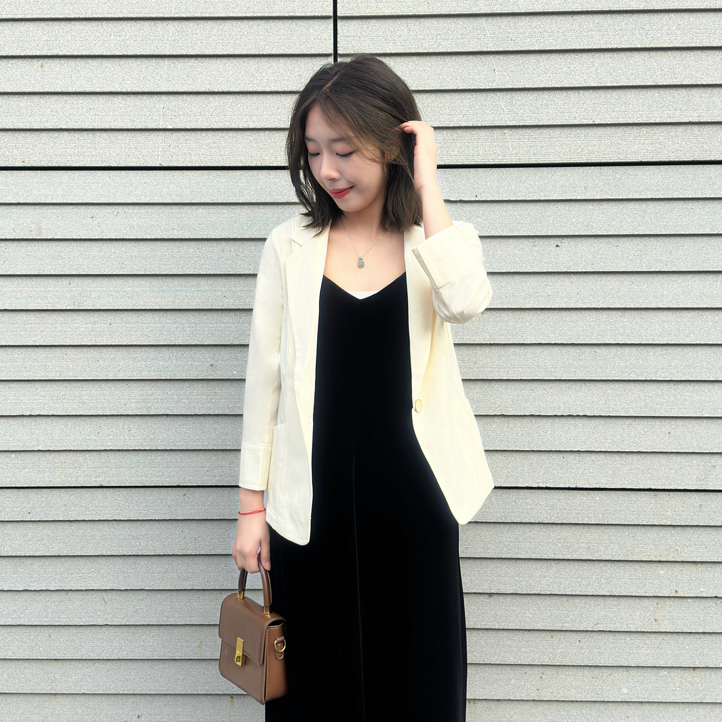 velwin蔚雯小个子西装外套女2024春季新款通勤修身七分袖西服上衣
