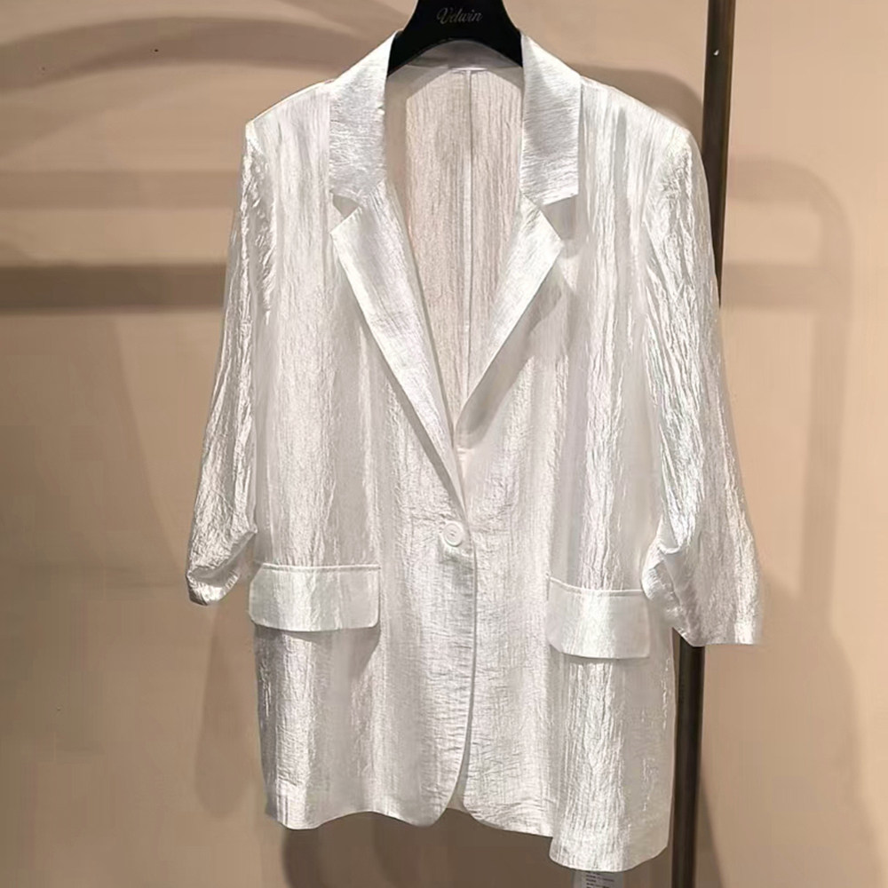 velwin蔚雯高级感白色西装外套女夏新款通勤百搭西服显瘦气质上衣