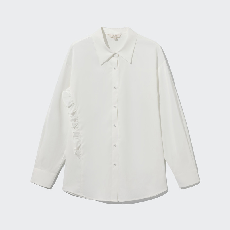 蔚雯设计感长袖木耳边衬衫