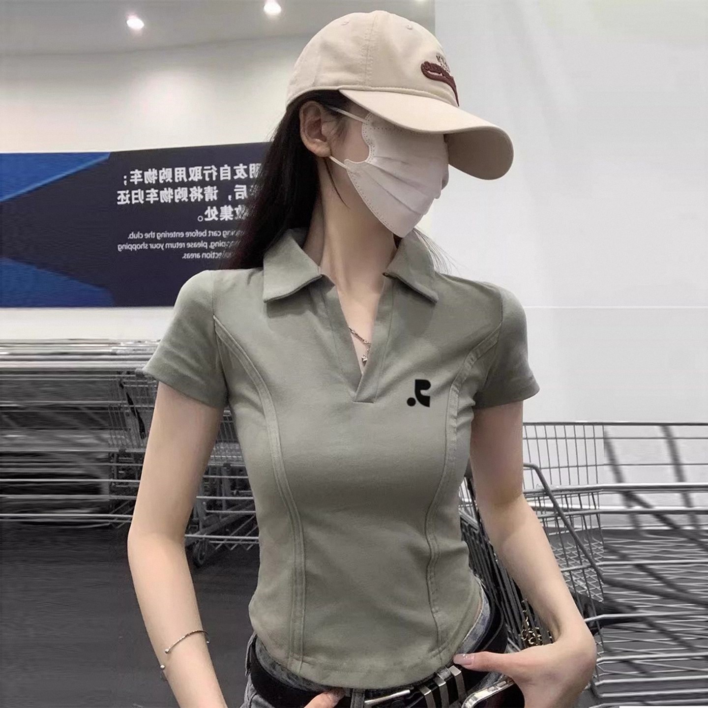 韩国购Restandrecreation短袖T恤女夏季新韩版正肩气质短款polo衫