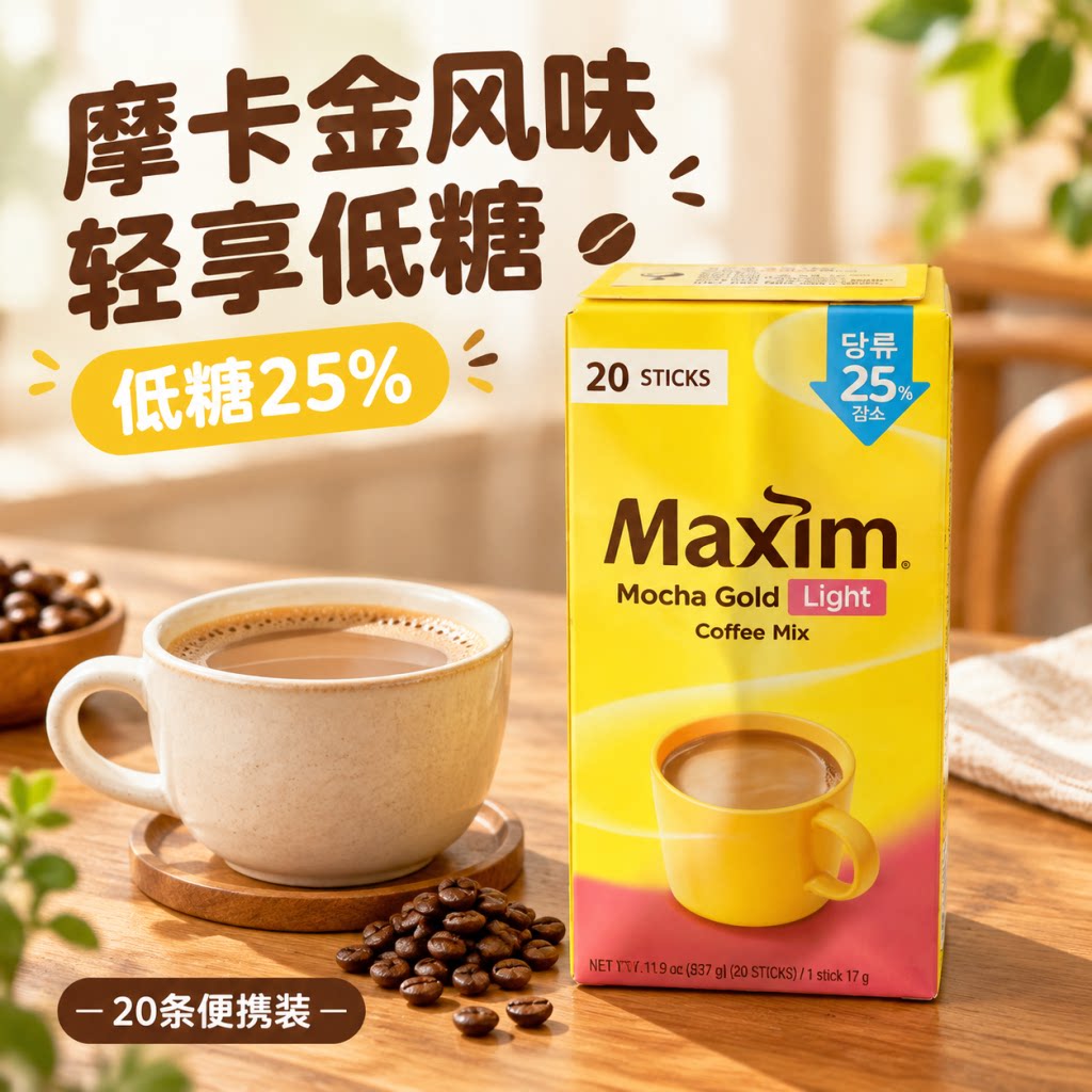 韩国进口麦馨低糖提神速溶咖啡