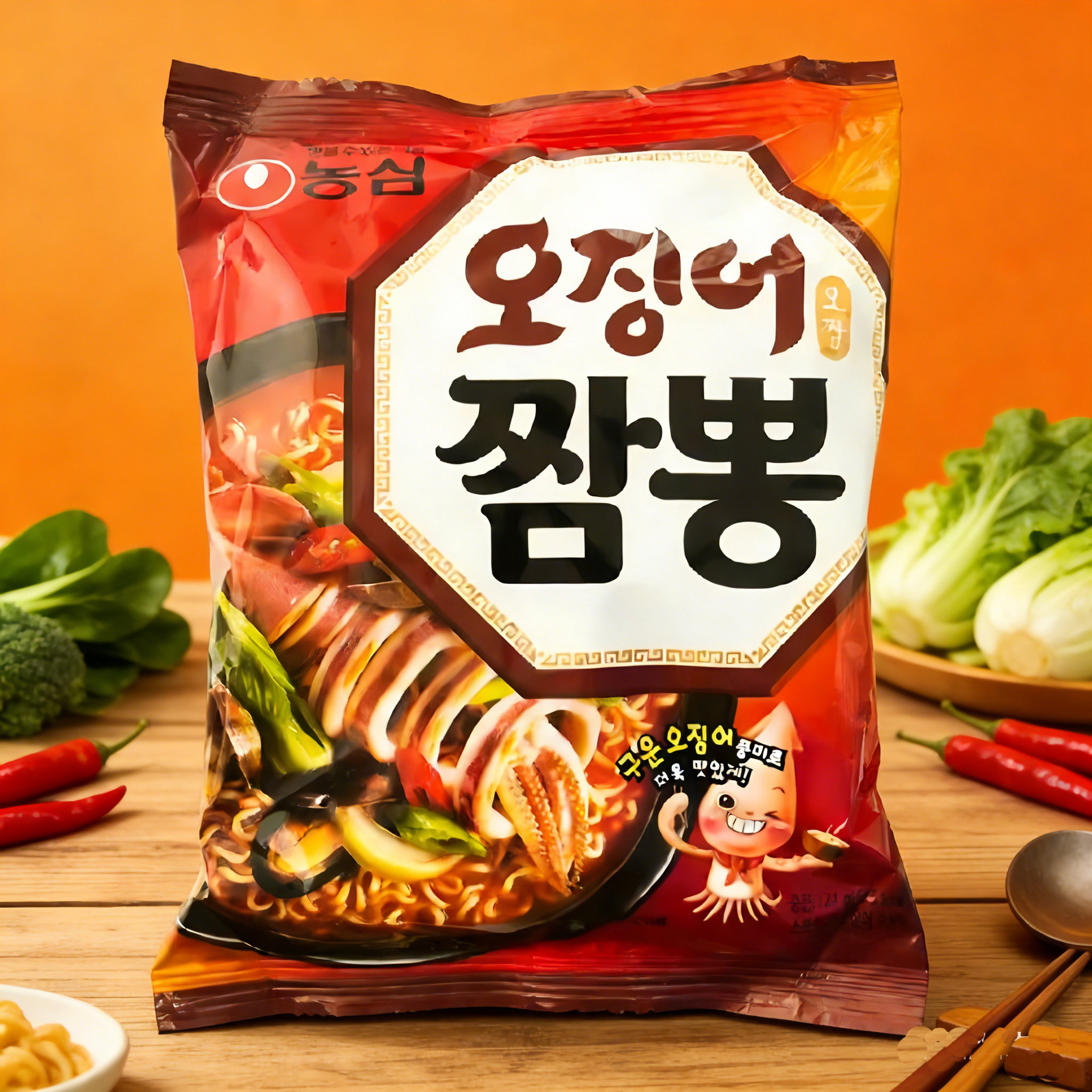 韩国进口方便面 农心鱿鱼海鲜面墨鱼大杂烩拉面煮泡面124g 实惠