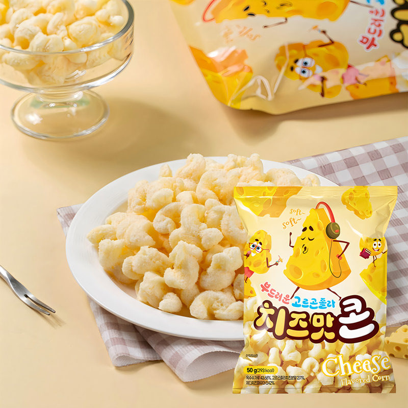 韩国进口食品休闲小零凯蒂迪芝遇玉米卷食爆米花膨化芝士奶酪味