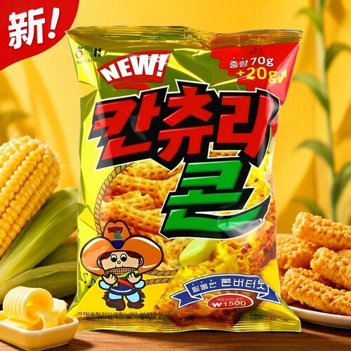 韩国零食海太黄油味玉米脆角90g