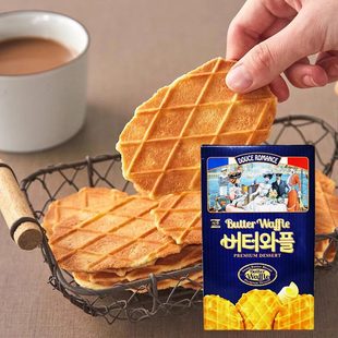 韩国进口西洲黄油华夫饼干脆瓦夫薄脆饼干146g办公小吃休闲零