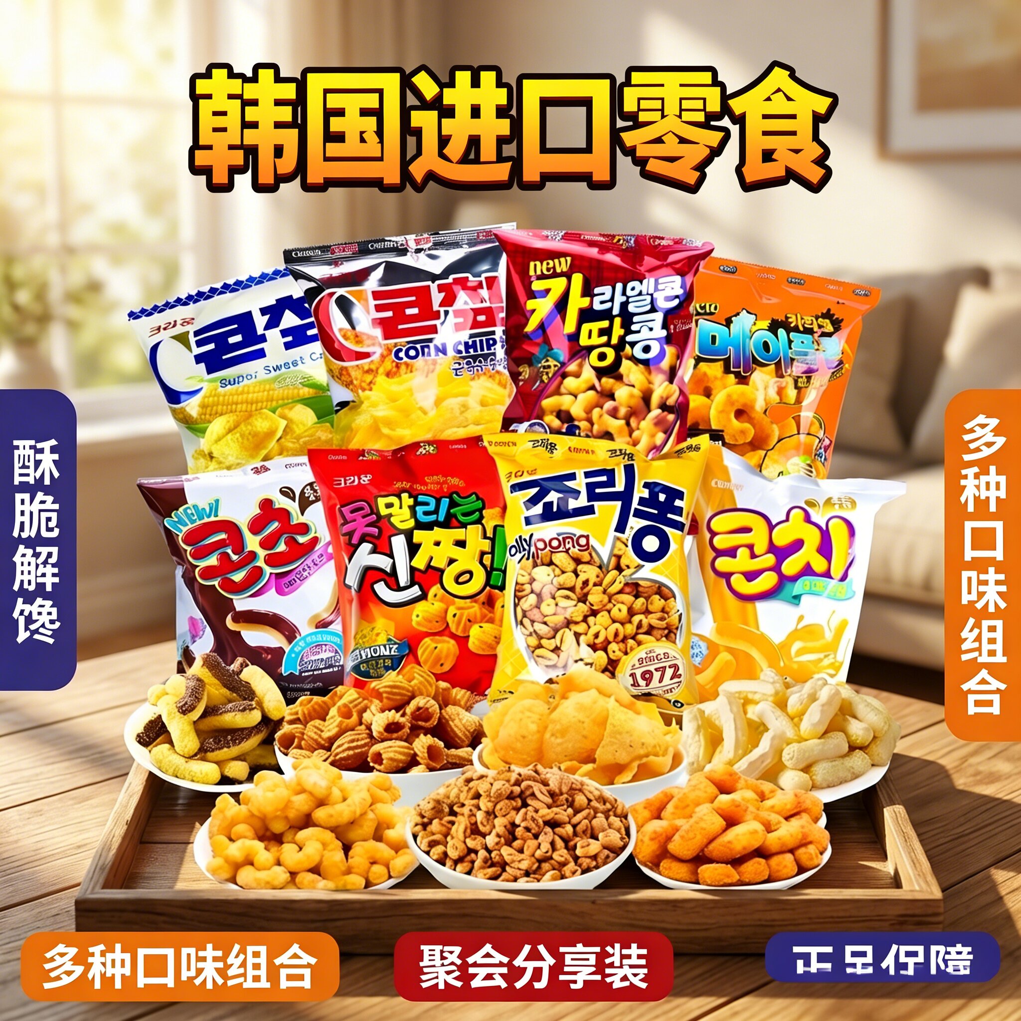 韩国进口零食CROWN克丽安裹糖浆玉米脆膨化麦粒芝士休闲网红零食