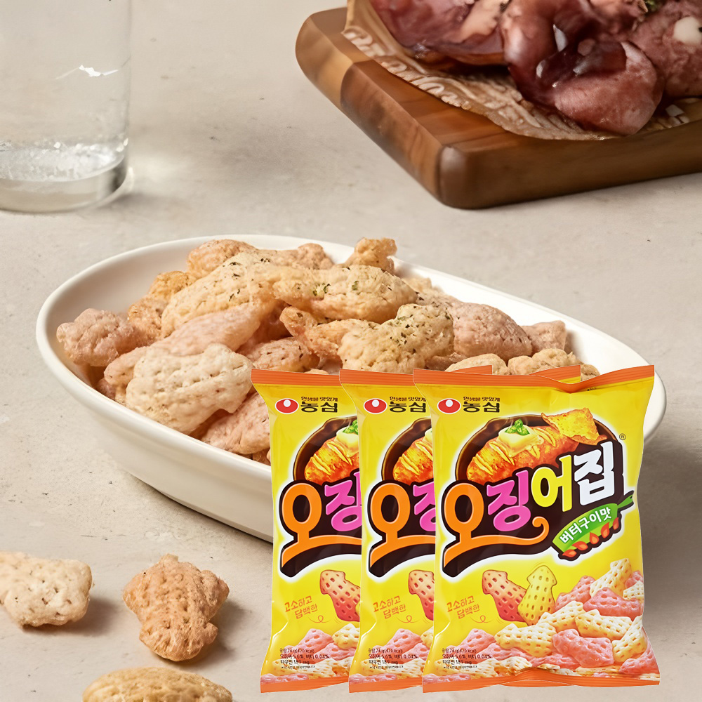 包邮韩国进口食品农心鱿鱼片袋香脆可口鱿鱼膨化零食休闲小吃