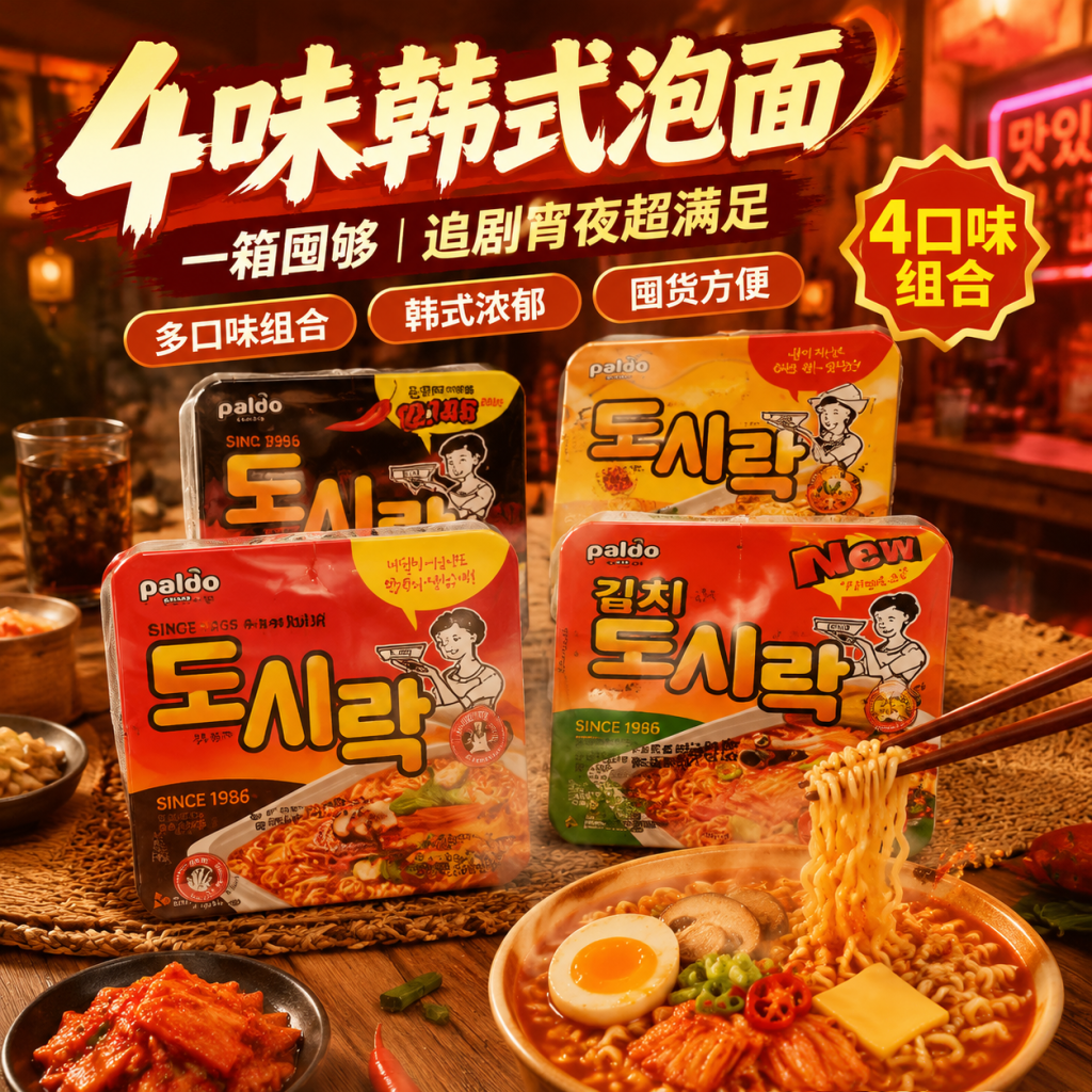 paldo八道辣泡菜牛肉味碗面韩式夜宵方便面泡面速食拉面韩国进口