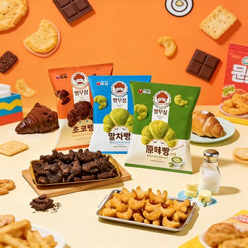 韩国进口农心牛角面包膨化55g