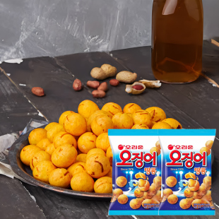 韩国进口零食好丽友鱿鱼味花生球花生坚果膨化休闲食品鱼味小吃