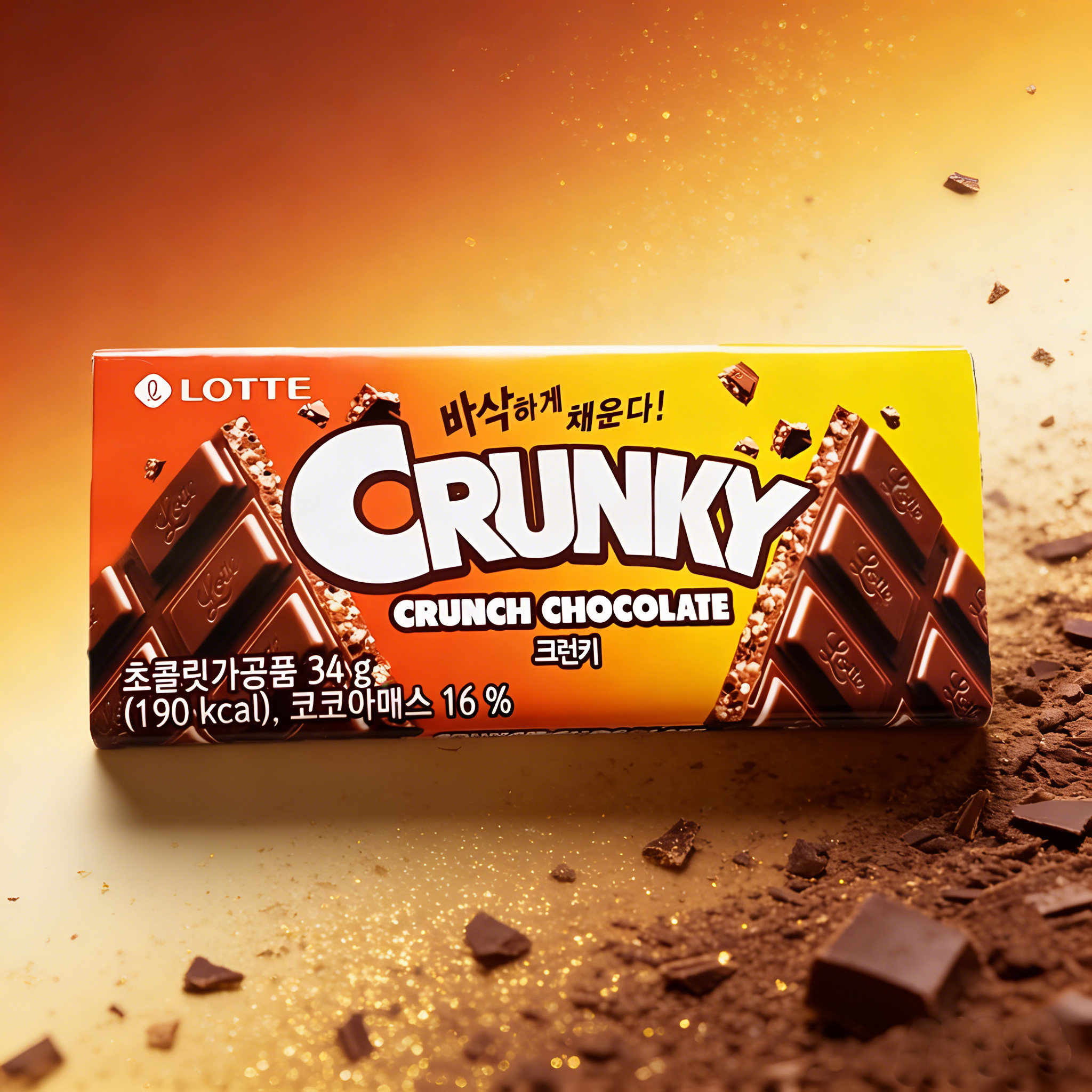 韩国进口乐天脆米巧克力块零食黑巧大板夹心糖果34g板装EXO代言