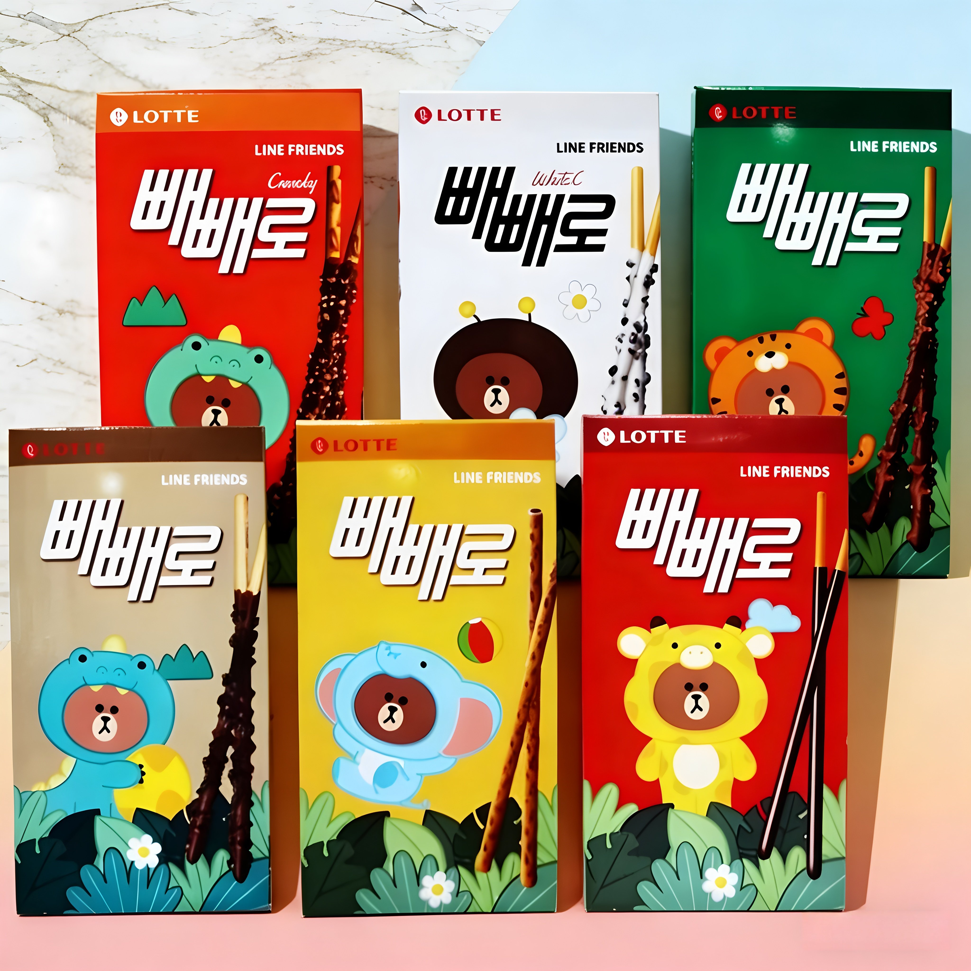 韩国进口食品新款盒装乐天派派乐饼干扁桃仁巧克力棒办公休闲零食