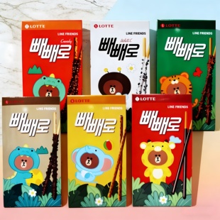 韩国进口食品新款盒装乐天派派乐饼干扁桃仁巧克力棒办公休闲零食