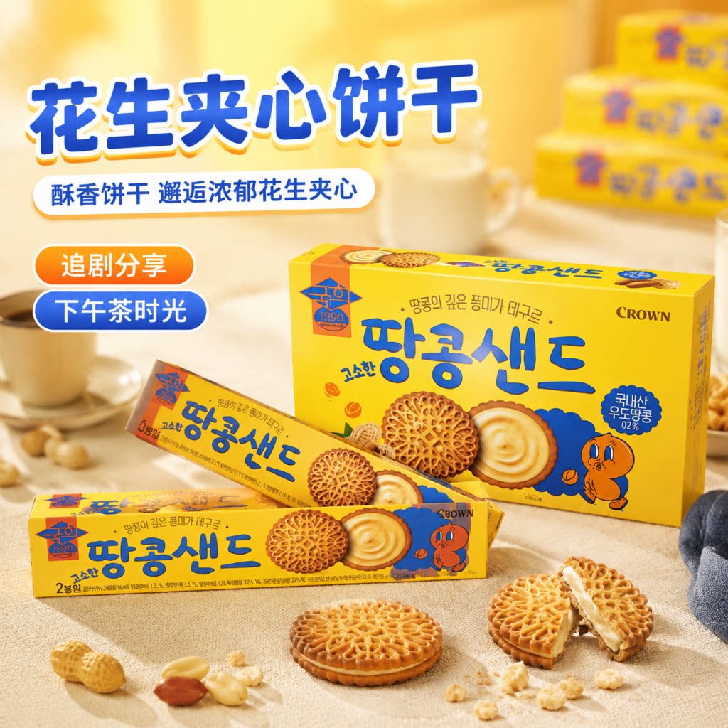 韩国进口克丽安花生夹心饼干