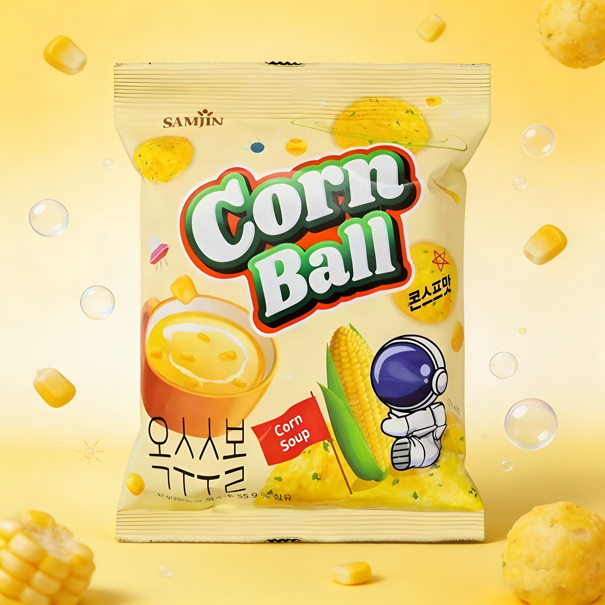 韩国进口SAMJIN三进玉米球量大饱满42g粗粮制作当季玉米膨化食品
