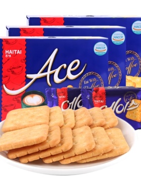 韩国进口零食海太ace苏打咸味饼干薄脆364*2盒零食小吃 休闲食品