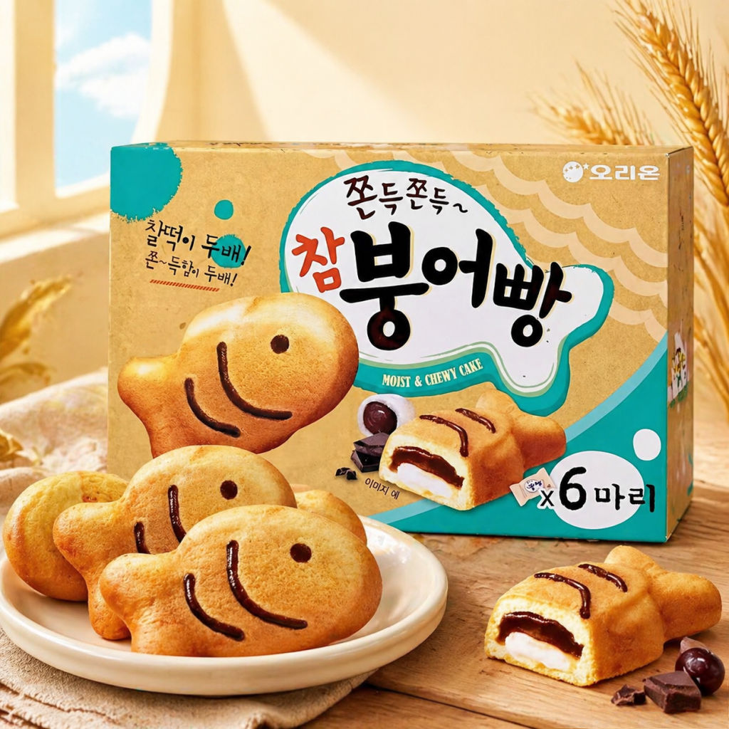 韩国进口零食好丽友打糕鱼红豆夹心糕点零食174g零食小吃休闲食品