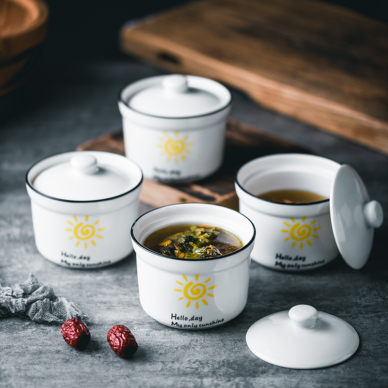 带盖蒸蛋1-2日式一人小盅炖罐