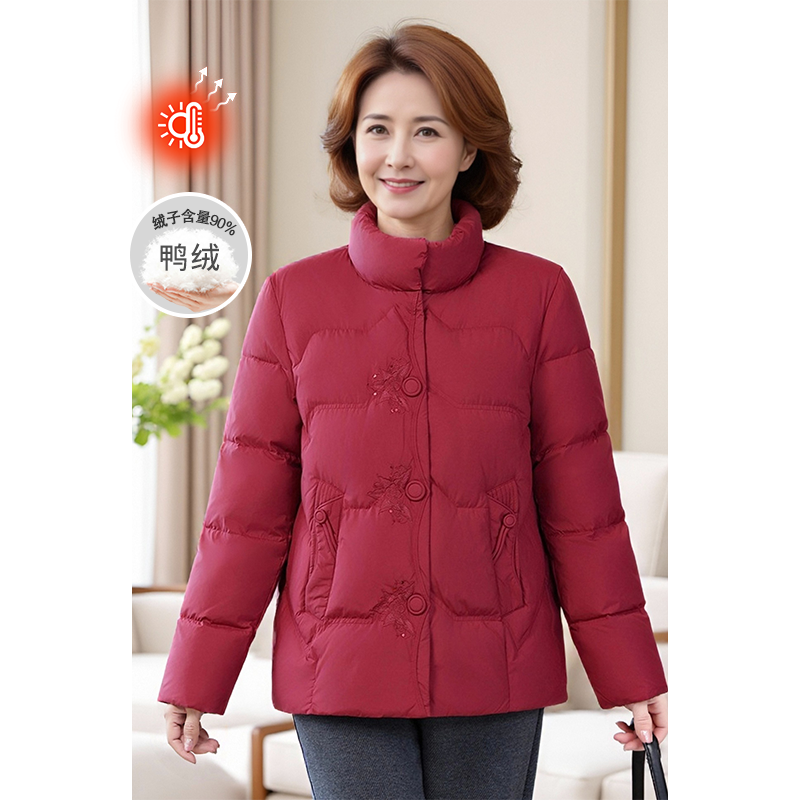 阔太妈妈装短款羽绒服