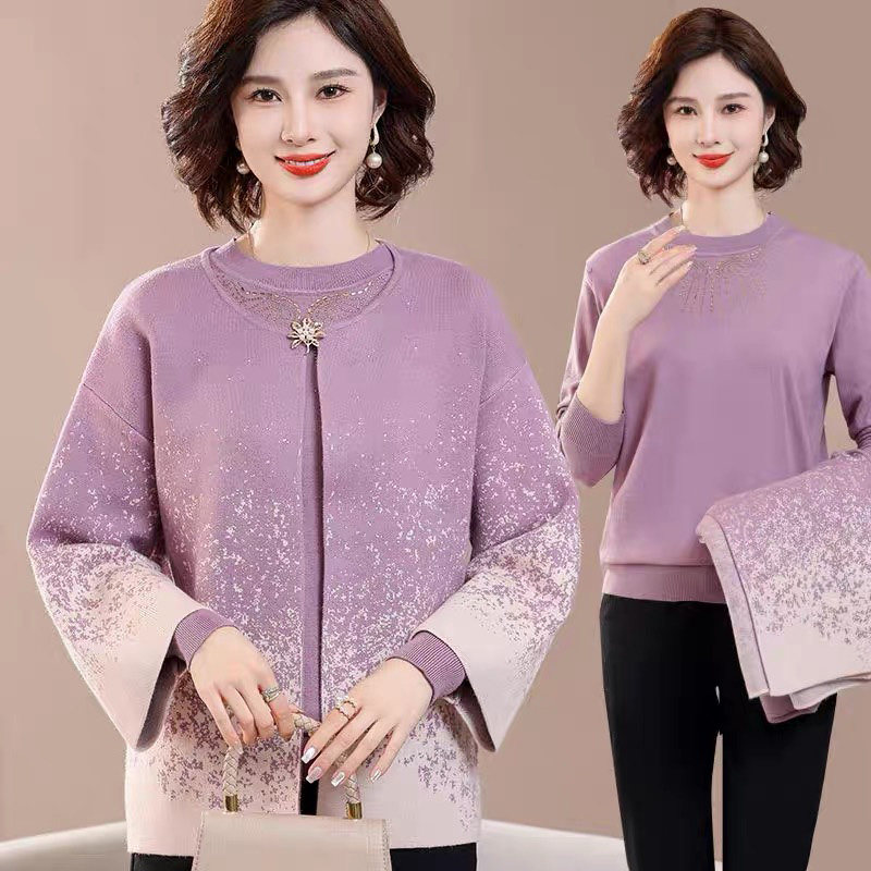 阔太太针织毛衫两件套2025秋季新款妈妈装外套阔太太洋气高贵上衣,女装/女士精品,毛针织衫,淘宝优惠券,粉丝福利购,淘宝优惠卷